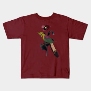 Poppy flower and bird Kids T-Shirt